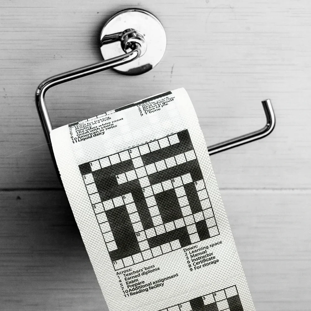 Island Dogs Crossword Puzzle Toilet Paper Unisex OS White New Gag Gift 3-Ply